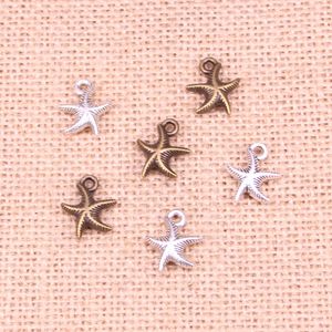 Charms Dwustronne Urocze Starfish Star Antyk Wisiorki, Vintage Tybetańska Biżuteria Silver, DIY Ustalenia Biżuterii dla Naszyjnik Bransoletowy 16 * 14mm