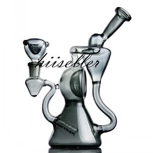 klien Recycler Dab Rigs bicchiere Bong narghilè a spirale perc Occhiali da fumo Bruciatore a nafta Pipa Bong in vetro Raccoglitore di cenere con ciotola da 14 mm