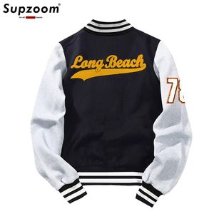Ankomstförsäljning Baseball Uniform Coat Fleece Cotton Letter Preppy Style Single Breasted Bomber Jacket Brand Clothing Men 211025