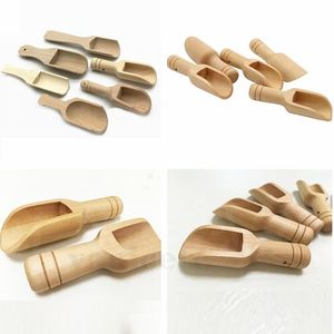 Kitchendinnerware Scoop De Madeira Banho De Pó De Sal de Pó De Pó De Pós Colher Candy Lavanderia Chá Coffee Colheres Eco Friendly Wood Mini Scoops ZC126