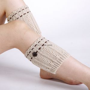 Crochet Knit Button Anklet Leg Warmer Socks Short Shoe Boot Cuffs Toppers Leggings Autumn Winter Stockings for Women Girls Clothing Black White Will and Sandy