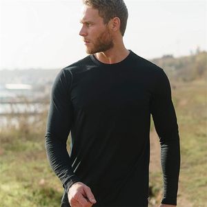 Męskie 100% Merino Wool Thermal Długim Rękawem T Shirt Base Laye Merino Wool Koszula 240g Wicking Oddychający Anti-Odor 210722