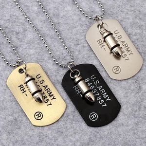 Pendant Necklaces High Quality Fashion Men Military Army Charm Tags SINGLE EMBOSSED Chain Necklace Jewelry Gift