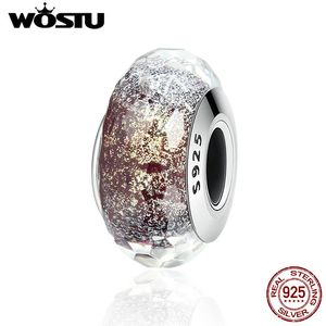WOSTU Plata de Ley 925 auténtica cuentas de cristal de Murano brillantes compatibles con WST Original pulsera con abalorio joyería regalo de Navidad CQZ061 Q0531