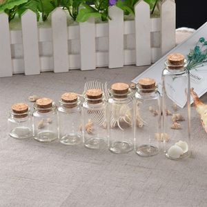 Mini Bottle with Cork Stopper 10ml 15ml 20ml 25ml 30ml 40ml 55ml Empty Bottles Containers Jars Vial idea for Wedding Gift 50pcsgood qty