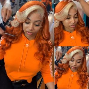 Ishow Brazilian Body Wave 13x4 Human Hair Wigs Orange Ginger Blonde 613 Blue Red Pink 99j Color Remy Pre Plucked Lace Front Wig For Women Girls All Ages 8-28inch