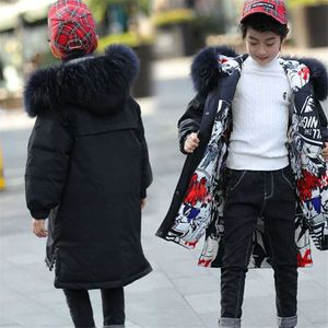 Rússia jaqueta de inverno para crianças 2020 nova marca jaquetas de inverno com capuz parkas para adolescentes meninos e meninas grossas casaco longo H0909