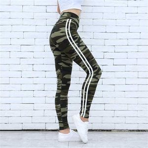 Donne Camo Fitness Legging Fashion Bianco Stripes a vita alta Skinny Sport Stretchy Workout Pantaloni Casual Leggings 211204