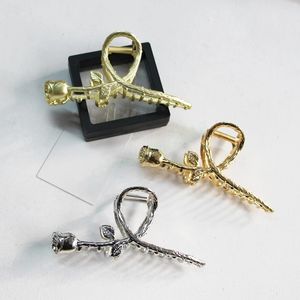 Rose Hair Claw Clip Элегантные металлические зажимы для волос с симуляционным декором для цветов Женщины 11.5см Головные услуги Аксессуары