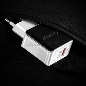 5 V 3A 9 V 2A Útil Rápido QC3.0 Carregador de Parede USB Carga Rápida Viagem Adaptador de Viagem Carregamento com EU UE Plug para iPhone Samsung Celular Universal Novo