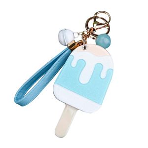 Wholesale cream mirrors for sale - Group buy Keychains Cute Plush Ball Cream Key Ring Flower Mirror Keychain Female Bag Pendant Girl Personality Charm Jewelry Chain