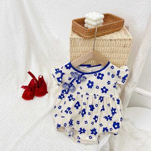 Świeże Kwiaty Baby Print Romper Onesie Dla Ubrania Ubrania Born Girls Lovely Soft Cotton Toddler Lato 210529