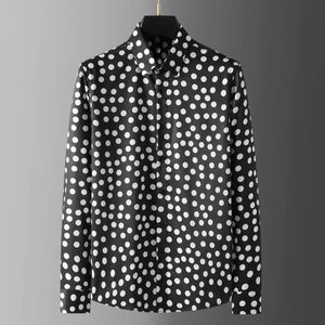 Homens Casuais camisas 2021 Polka Dot Camiseta FashionLong Sleeve Slim Fit Business Formal Dress Social Partido Smoking Homens Roupas