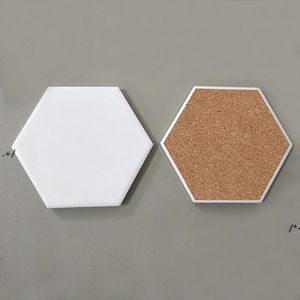 NEWNEWCreative Hexagon Ceramic Cork Coaster for Wooden Table Home Ceramics Decoration Cup Mat CCB8178