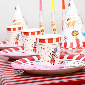 Party Decoration Carnival Circus Animals Theme Tableware Paper Cup Plate Hat Background Baby Shower Kids Birthday Supplies
