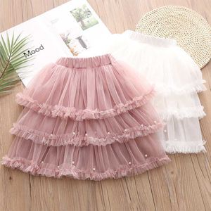 Baby Rock Frühling Kleinkind Teenager Kinder Prinzessin Party Geburtstag Hochzeit Tanzen Ballkleid Perlen MeshTutu Röcke für Mädchen 210529