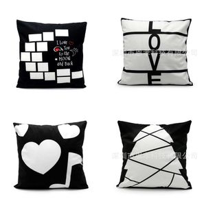 Jul svart sublimering tomt kudde fall kasta kuddehölje hem soffa dekor pillowcases diy valentins dag bröllopsfest hem fest gåva h72la6y