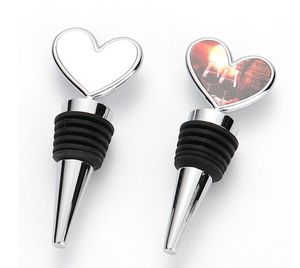 Sublimation Blank Wines Bottle Stopper Bar Tool Creative Heart Shaped Heat Transfer Metal Stoppers Wine Accessories SN5602