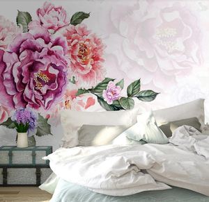 Custom 3D Photo Wallpaper Watercolor flowers Wall Painting Living Room Bedside Sofa TV Background Mural