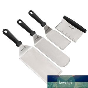 New Metal Spatula Griddle Set Griddle Scraper Flat Spatula Pancake Flipper Hamburger Turner Metal Utensil For BBQ Factory price expert design Quality Latest Style