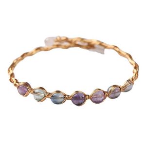 Pulseiras de pedra natural em mão mulheres bracelete de jóias de aço inoxidável para mulher cuff bead decorações naturais presentes de luxo q0717