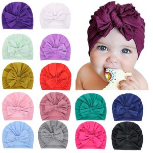 Fashion Baby Hats Big Bow Caps Turban Bowknot Hairbands Newborn Baby Infant Kids Head Wraps Beanie Ear Muff for toddler KBH21