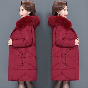 Damska kurtka zimowa futro kołnierz kobieta szczupła bawełniana długi odzież wierzchnia płaszcz parka duży rozmiar 6xl 211013