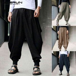 Męskie spodnie harem szerokie nogi spodnie bawełniane biegacze casual streetwear Baggy spodnie mężczyźni upuszczają spodnie krocza plus rozmiar 5xl 2020 G0104