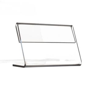 Reklam Display Clear Acrylic Plastic Sign Pappersetikett Kort Prislapp Holder L Formad Stand Horisontell p￥ bordet St￶rre storlek T1.2mm 50st