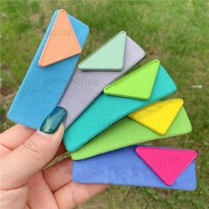 Candy Color Rectangular Hairpin Triangle Badge Barrettes Simple Cute Letter Printed Headdress Everyday Casual Hair Clips