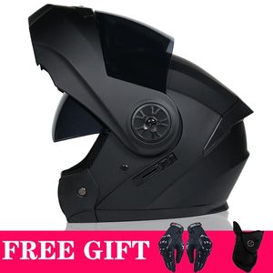 Capacetes de motocicleta 2 presentes homens mulheres correndo cara completa dual lente moto capacete segurança flip up cascos para moto