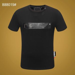 PPファッションメンズデザイナースリムフィットTシャツサマーラインストーン半袖ラウンドネックシャツティースカルプリントトップスストリッジカラーポーロスM-XXXL P888019