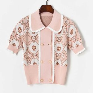 Sweet Fresh Peter Pan Collar Pink Cardigan for Women Elegant All-match Office Lady Summer Sweaters Button Design Female Tops 210525