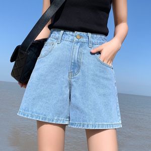 Verão largo perna jeans mulheres soltas laminadas jeans calças curtas casuais retro retro cintura curto shorts