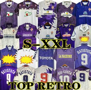 Gömlek Fiorentina toptan satış-Batistuta Retro Fiorentina Futbol Formaları Edmundo Rui Costa Ev Futbol Gömlek Klasik Camisas De Futebol Vintage Jersey