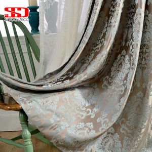 Tenda jacquard damascata europea per soggiorno Tende blu lucide per camera da letto Trattamenti per finestre Pannelli Ombra 70% Tende Avorio 210712