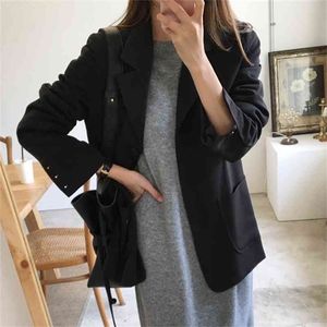 Vår och sommar Kvinnors Små kostym Svart Casual Single-breasted Ladies Blazer Office Jacket Koreansk version 210527