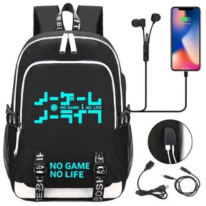 Plecak Luminous No Gease Life USB Headphone Jack Boy Girl Dzieci School Book Bag Kobiety Bagpack Canvas Men Bookbag