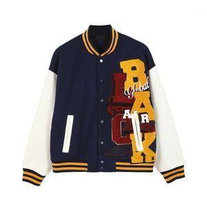 Men's Jackets Spring Mens Hip Hop Baseball Jacket Coats Big Letter Bone Embroidery Patchwork Japan Korean Style Streetwear College Rock