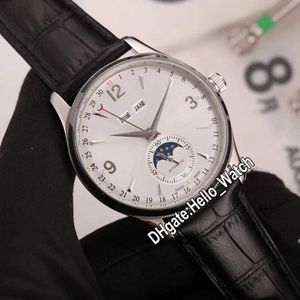 Orologi di design Master Control Calendario perpetuo 1558420 Moon Phase Orologio da uomo automatico Quadrante bianco Cassa in acciaio Cinturino in pelle Sconto da uomo