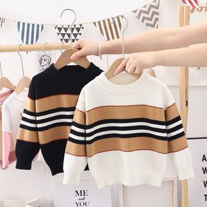 Toddler Kid Boy Clothes Autumn Winter Warm Pullover Top Long Sleeve Plaid Sweater Girl Fashion Knitted Gentleman Knitwear 2-7T