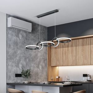 Ring Led Pendant Lampa Vardagsrum Inredning Dimbar Hängande Drop Light Suspension Armatur