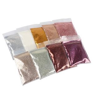 9 Beutel glänzender Glitzer für Nagelkunst-Dekorationen, Roségold, 0,2 mm, Pailletten, Chrom-Pigment-Pulver, Maniküre-Spitzen