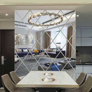 Elmaslar 3D Ayna Çıkartmalar Akrilik Üçgenler Kendinden Yapışkanlı DIY Duvar Ayna Çıkartmaları Oturma Odası için Ev Sanat Dekor 17/32/58 adet 210705