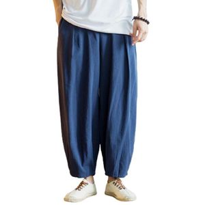 Męskie spodnie 2021 Linen Mieszanka Luźne Male Letnie Casual Solid Color Spodnie Plus Rozmiar M-4XL