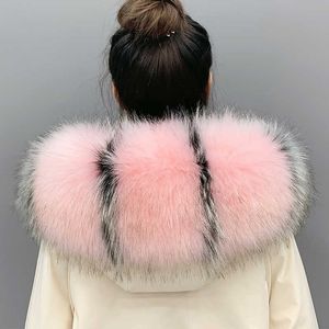 Super Large Wide Faux Raccoon Fur Collar Women Men Winter Jacket Decorative Fur Collar Extra Big New Color Fur Scarves H0923