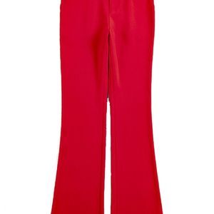 High Quality Women's Suit Pants Office Flared Red Autumn and Winter Temperament Waist Ladies Trousers Elegant 210527