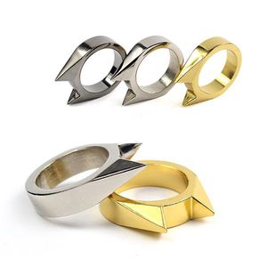 Wholesale survival woman for sale - Group buy Outdoor Self Defense Finger Ring Gold Black Silver Woman Safety Survival Emergency Defence Personal Protection Stainless Steel Rings
