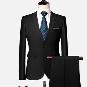 Mens kostymer 2020 Costum Solid Formal Work Business Tuxedo Man 3 Piece Casual Terno Bröllopsfest Terno Suit Slim Fit Asian Size X0909