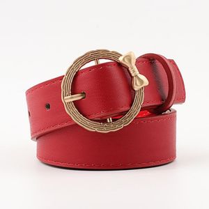 Belts AWAYTR Butterfly Bow Bowknot Round Buckle Belt Women Waist Band Quality PU Leather Vintage Pin Dress Accessor